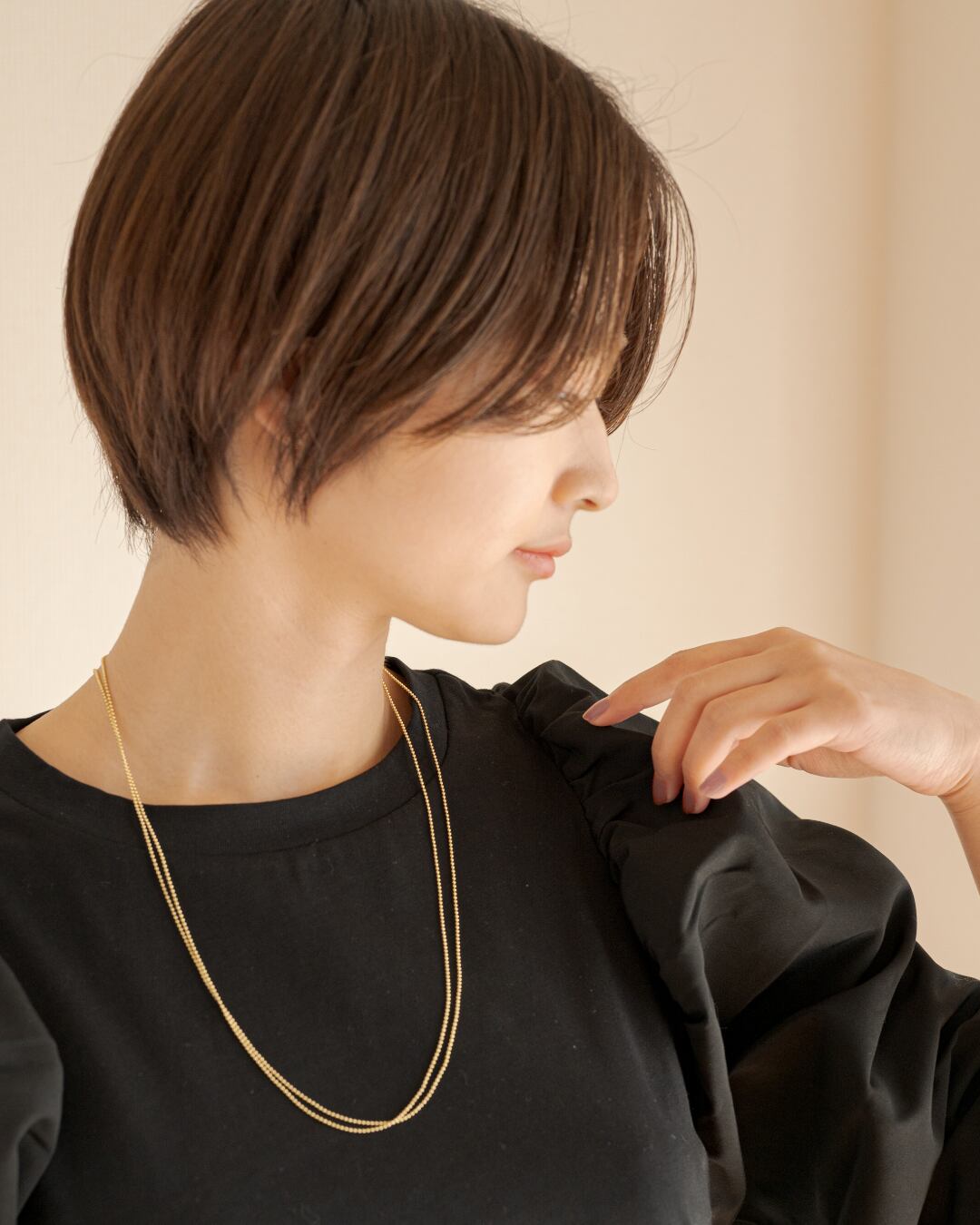 Ball chain long necklace