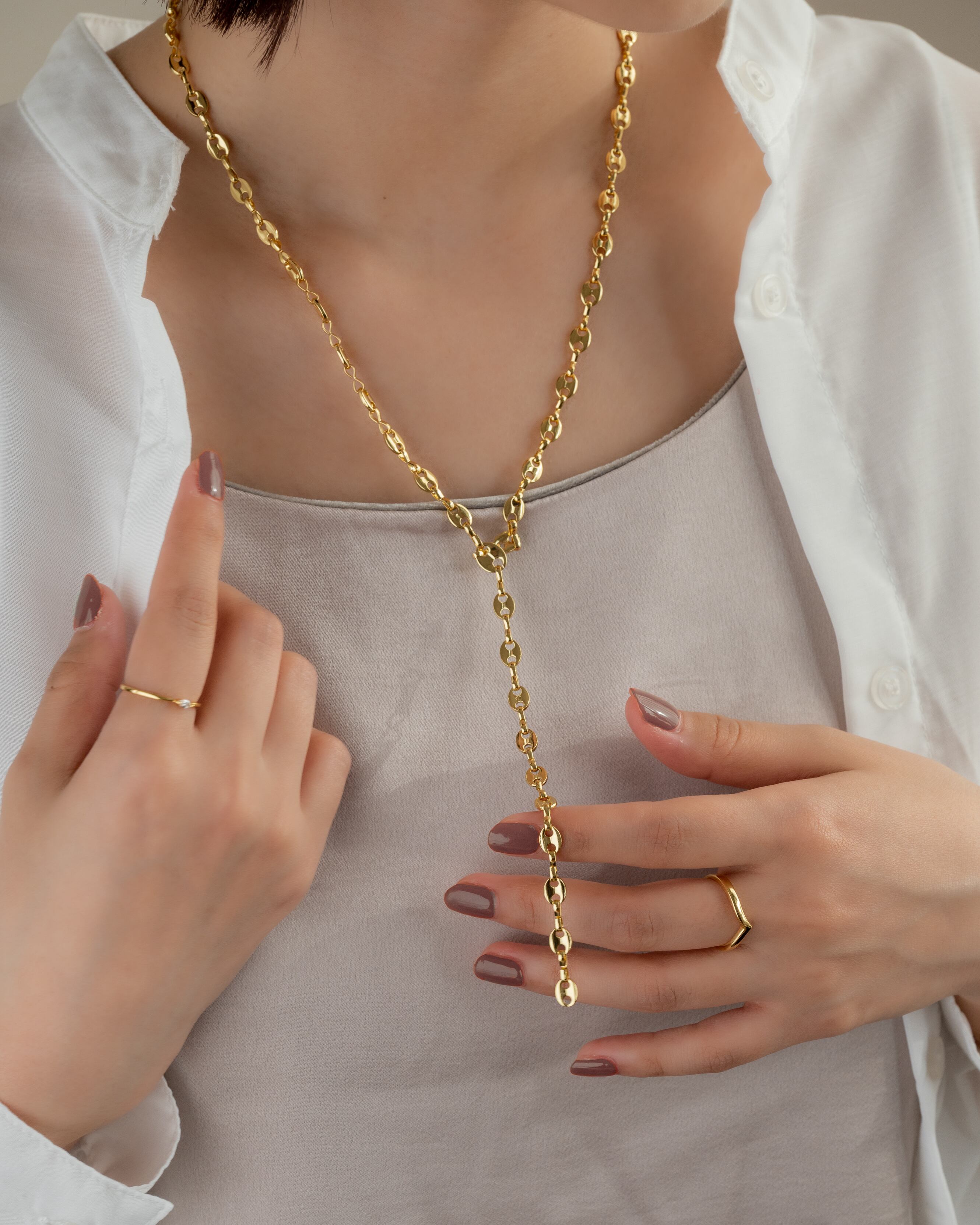 Skull chain Y necklace