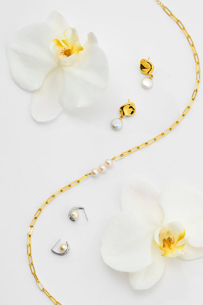 Metal & Coin Pearl Pierce