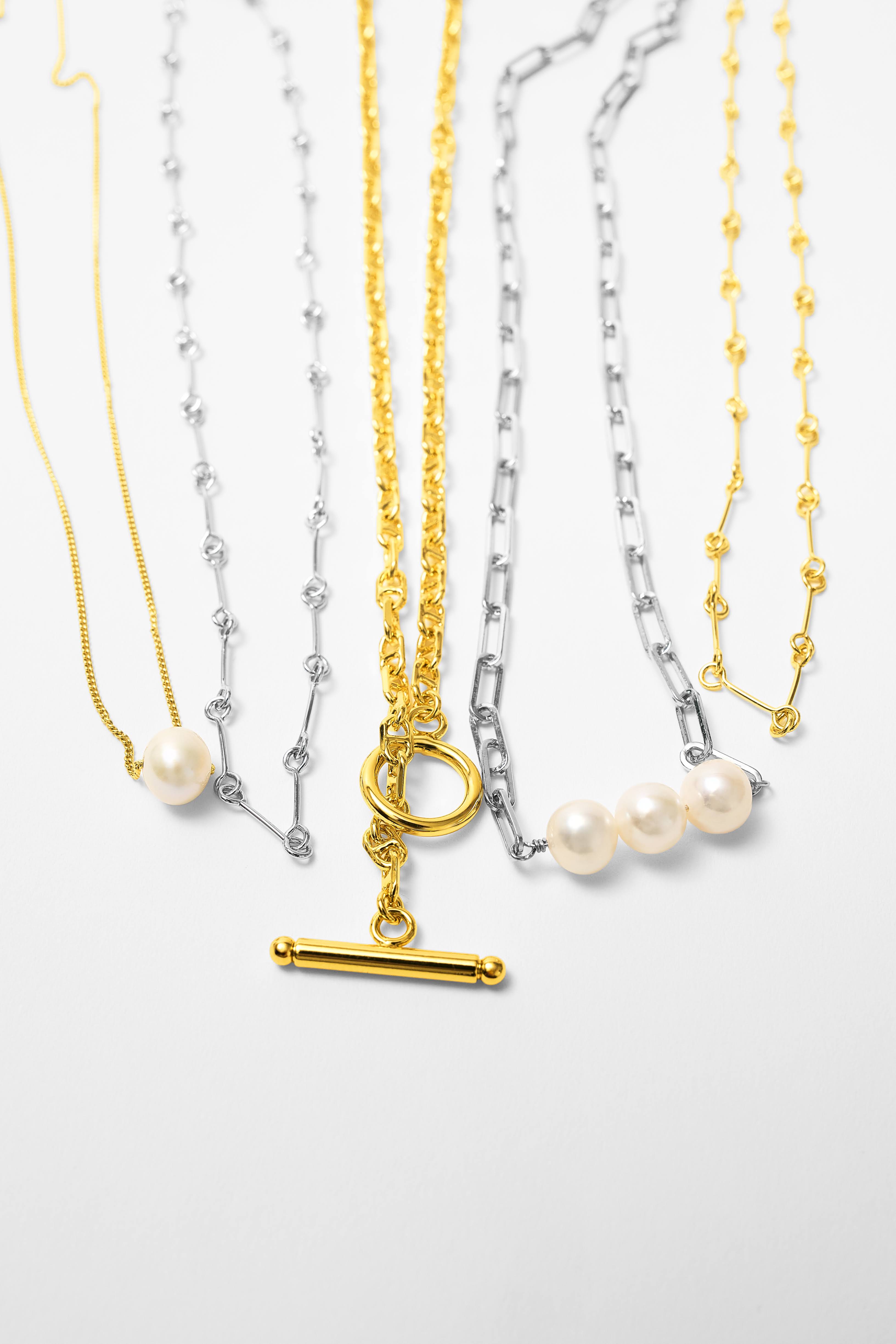 Clip Chain Pearl Necklace