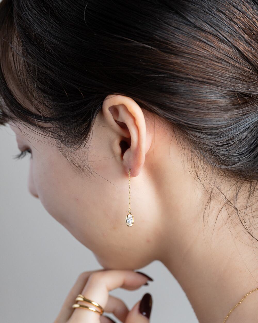 Chain pierce -- Oval CZ