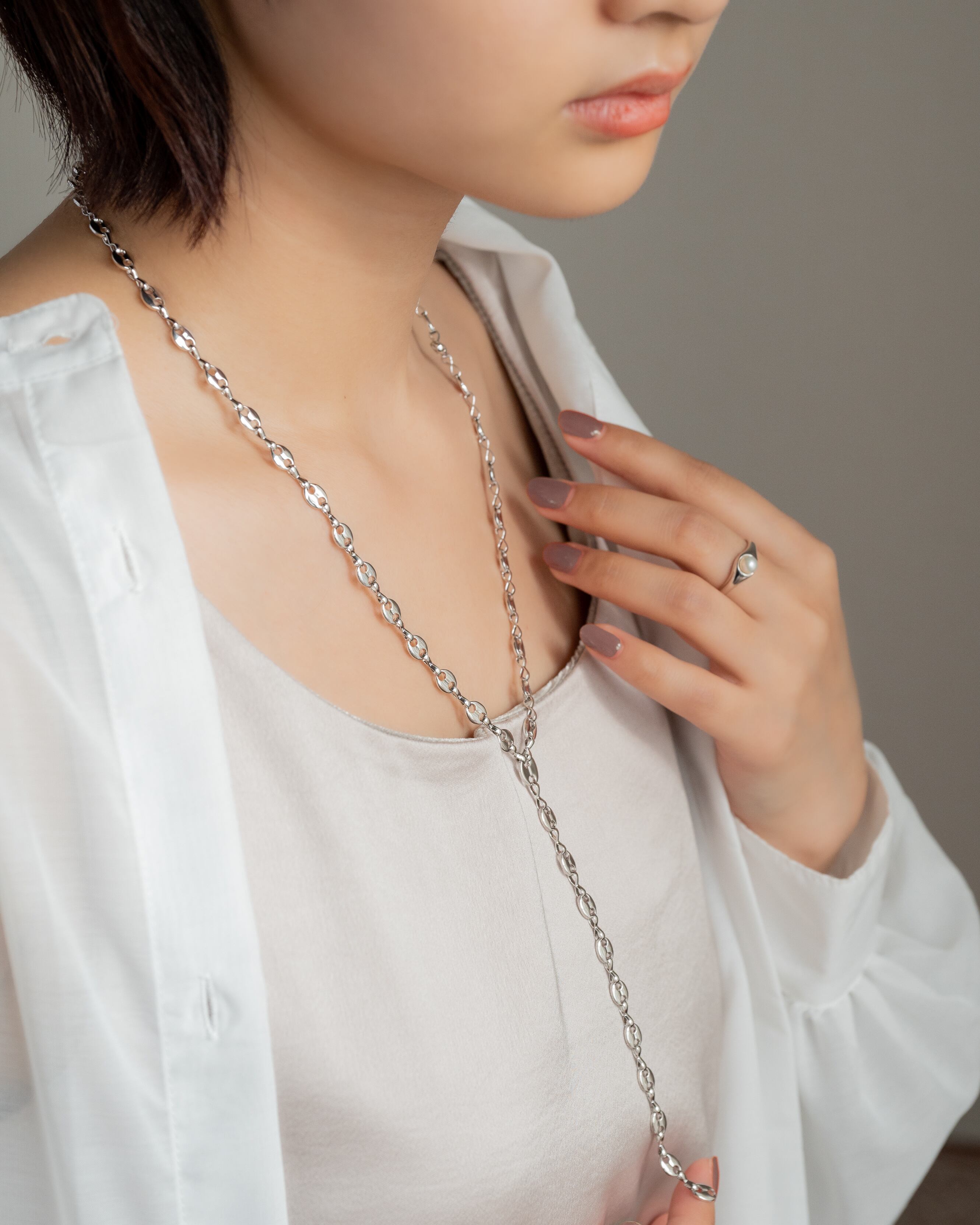 Skull chain Y necklace