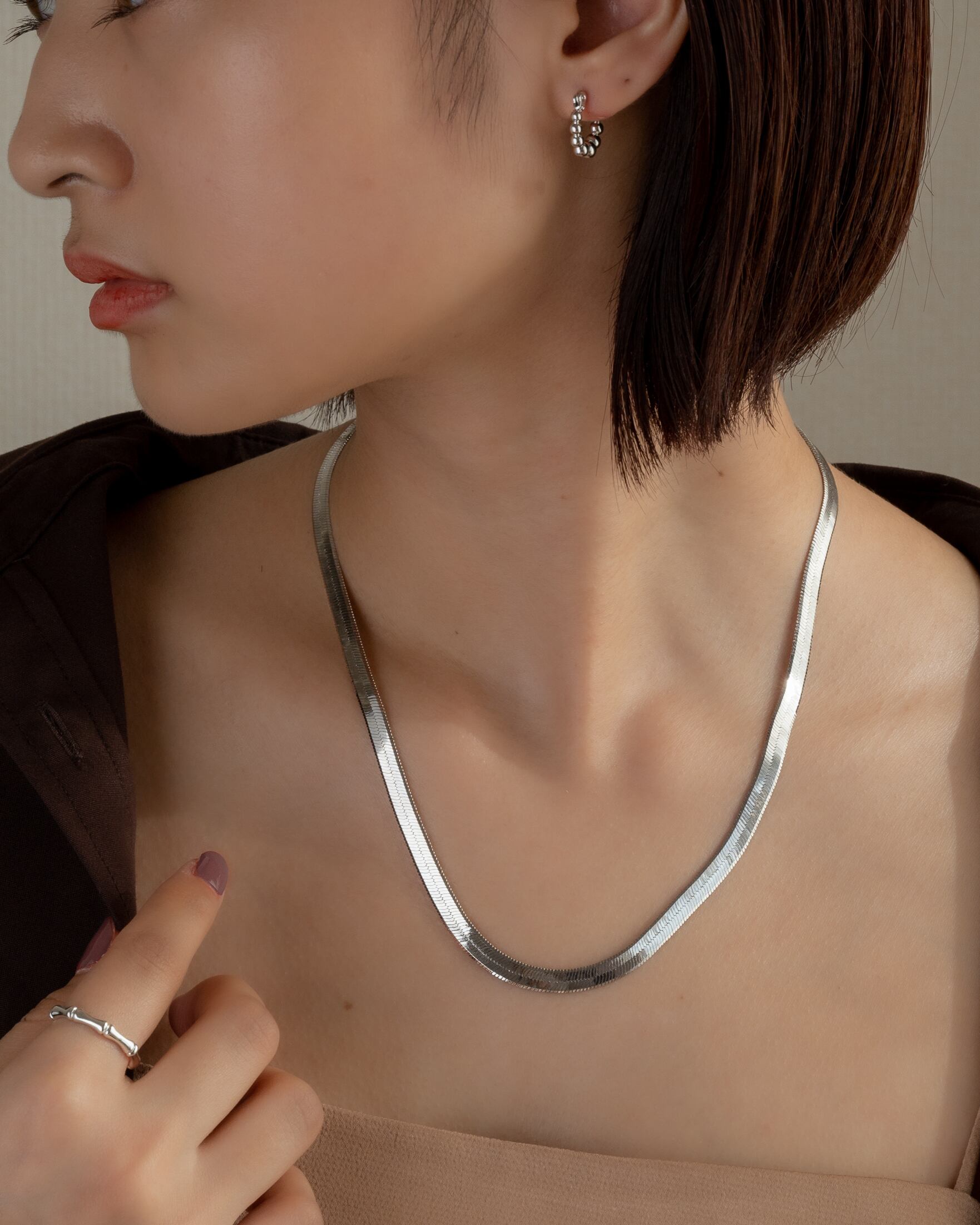 Flat snake chain necklace