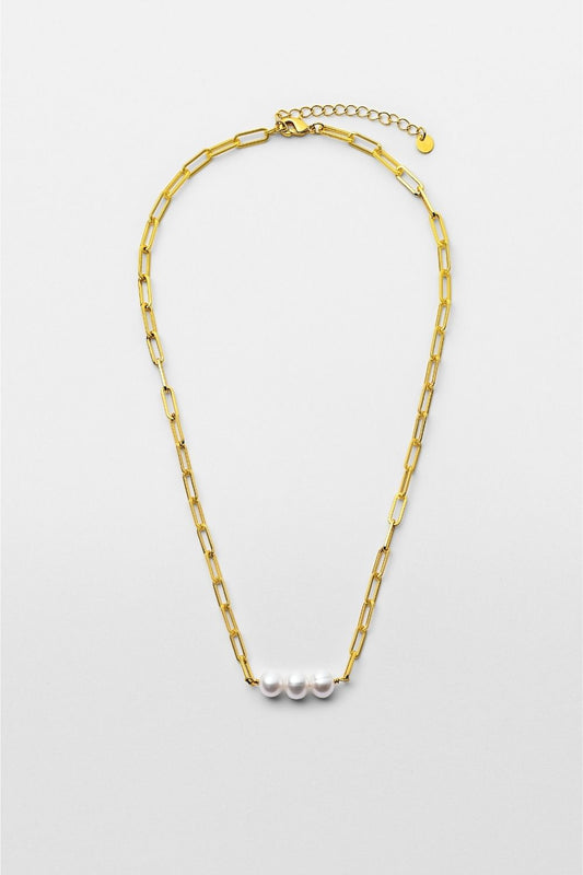Clip Chain Pearl Necklace