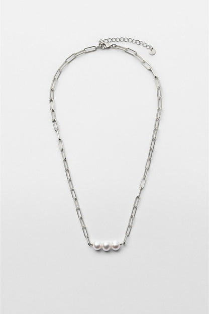 Clip Chain Pearl Necklace