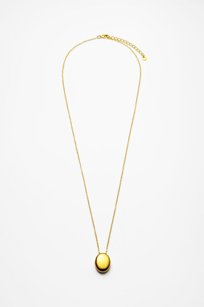 OVAL METAL PENDANT NECKLACE