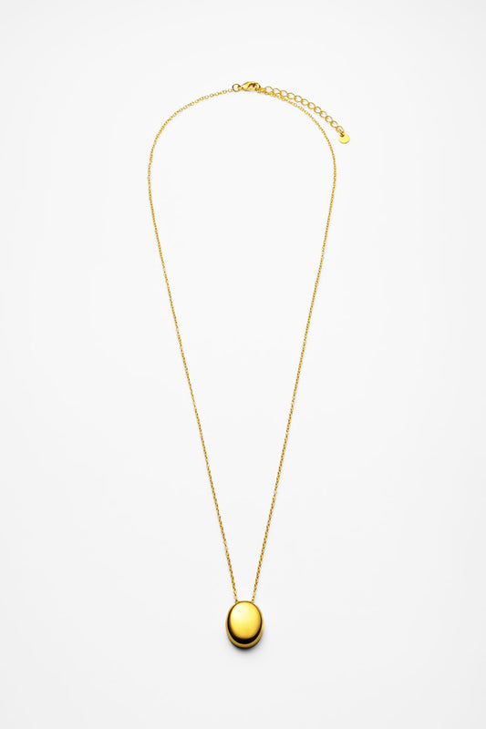 OVAL METAL PENDANT NECKLACE