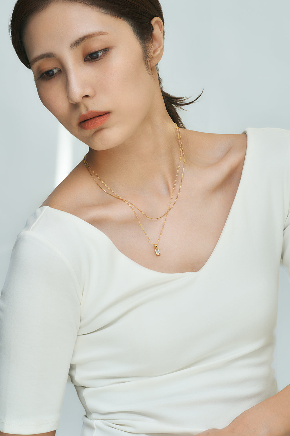 Layered chain CZ necklace