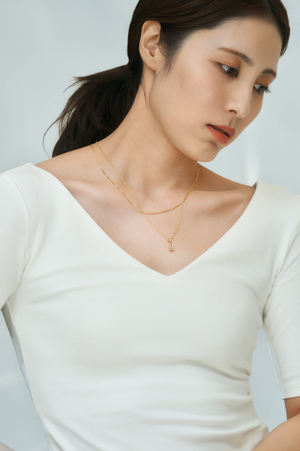 Layered chain CZ necklace