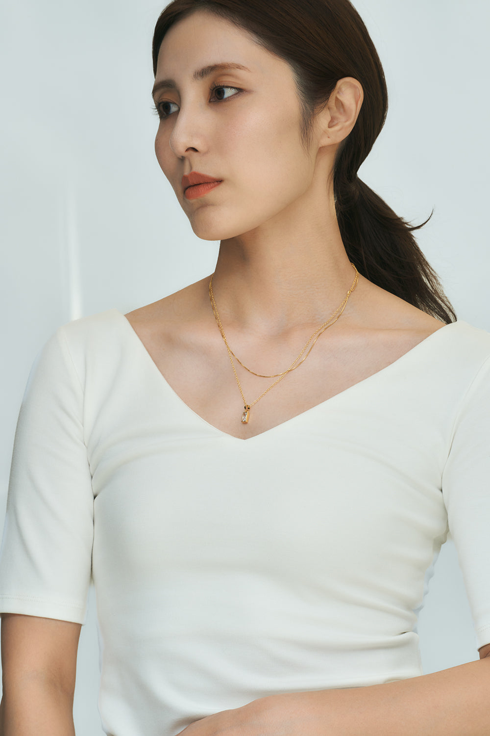 Layered chain CZ necklace