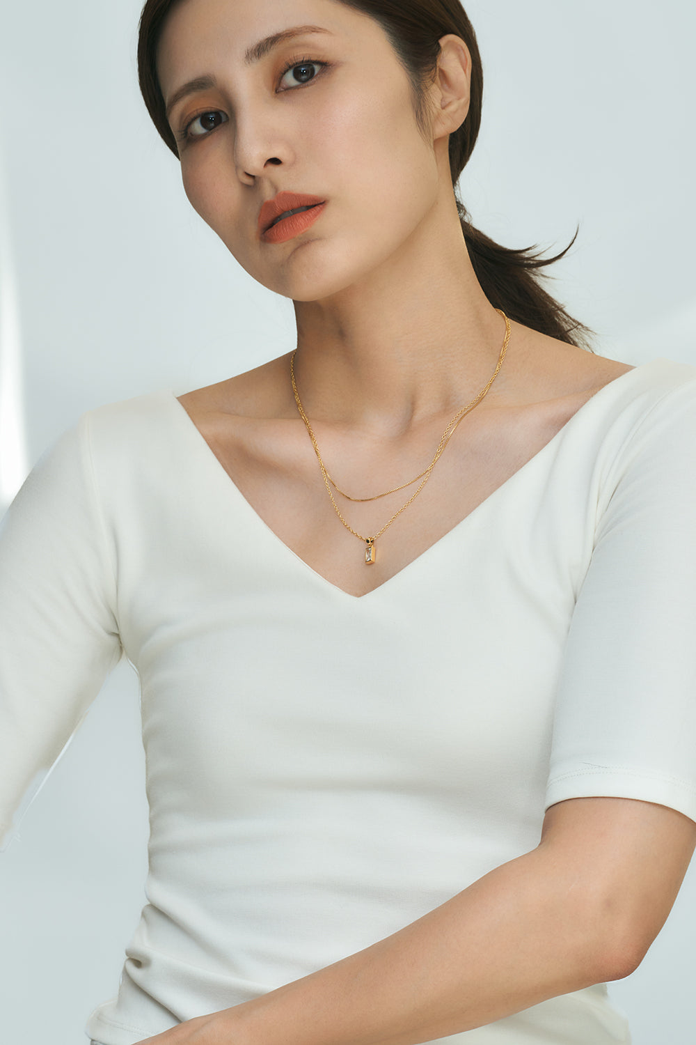 Layered chain CZ necklace