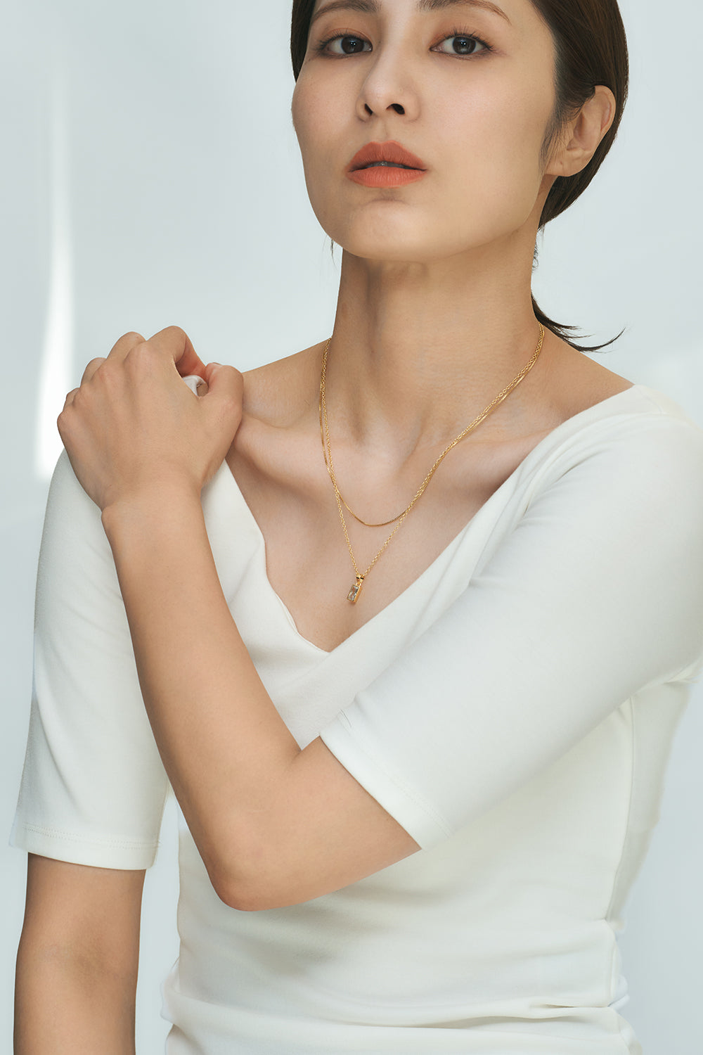 Layered chain CZ necklace