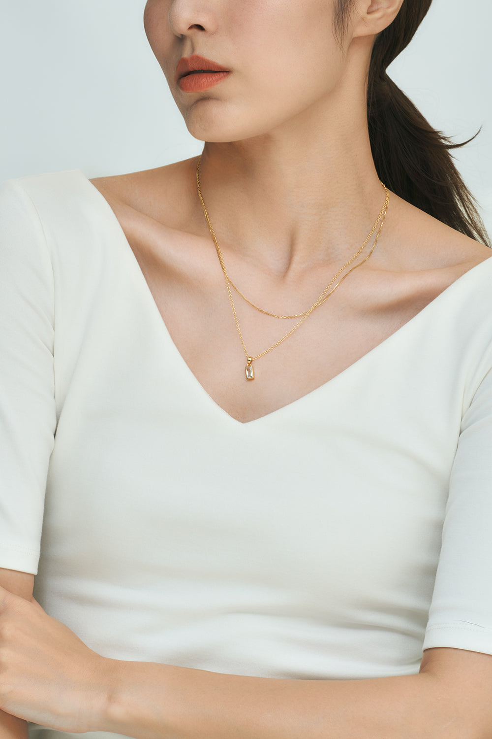 Layered chain CZ necklace