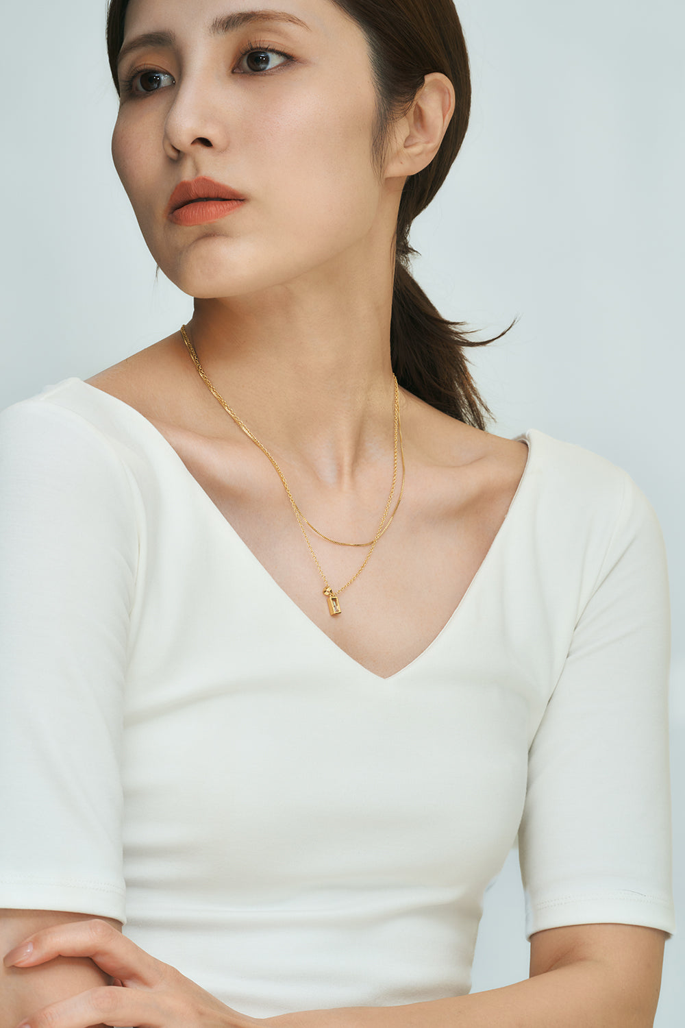 Layered chain CZ necklace