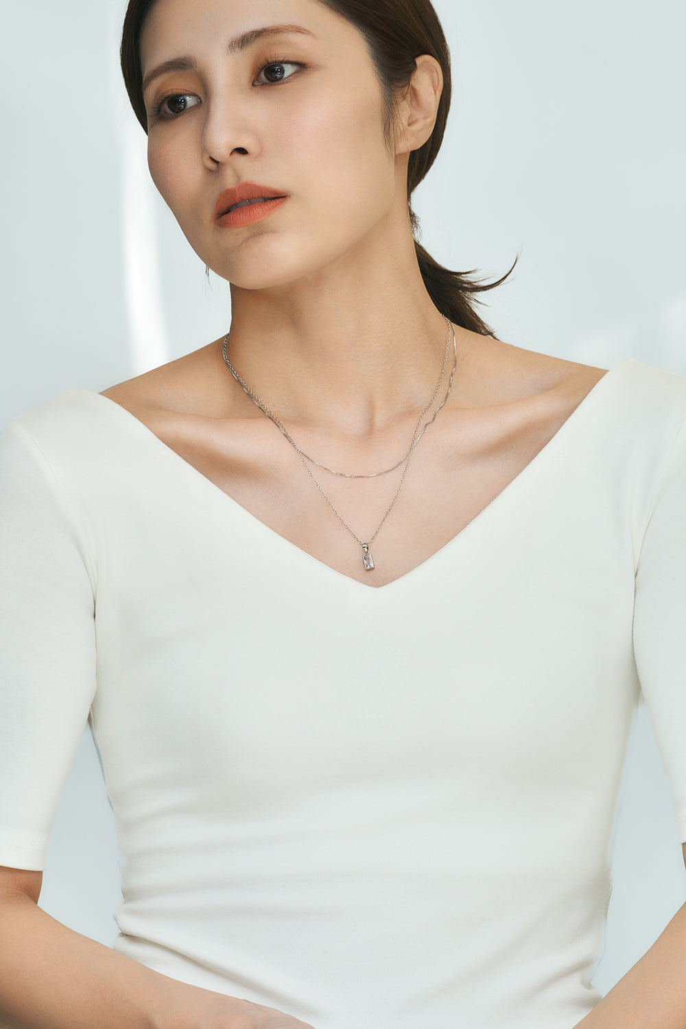 Layered chain CZ necklace