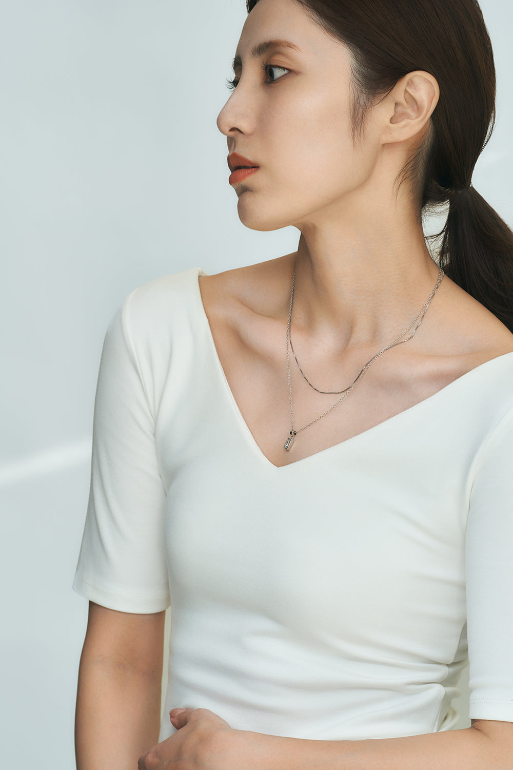 Layered chain CZ necklace