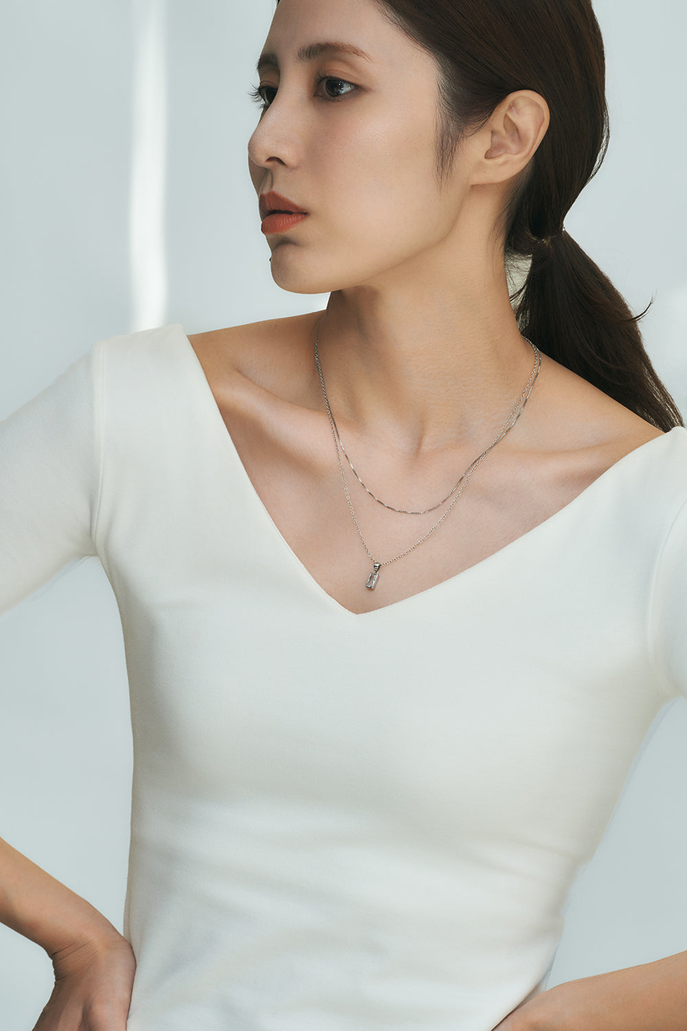 Layered chain CZ necklace