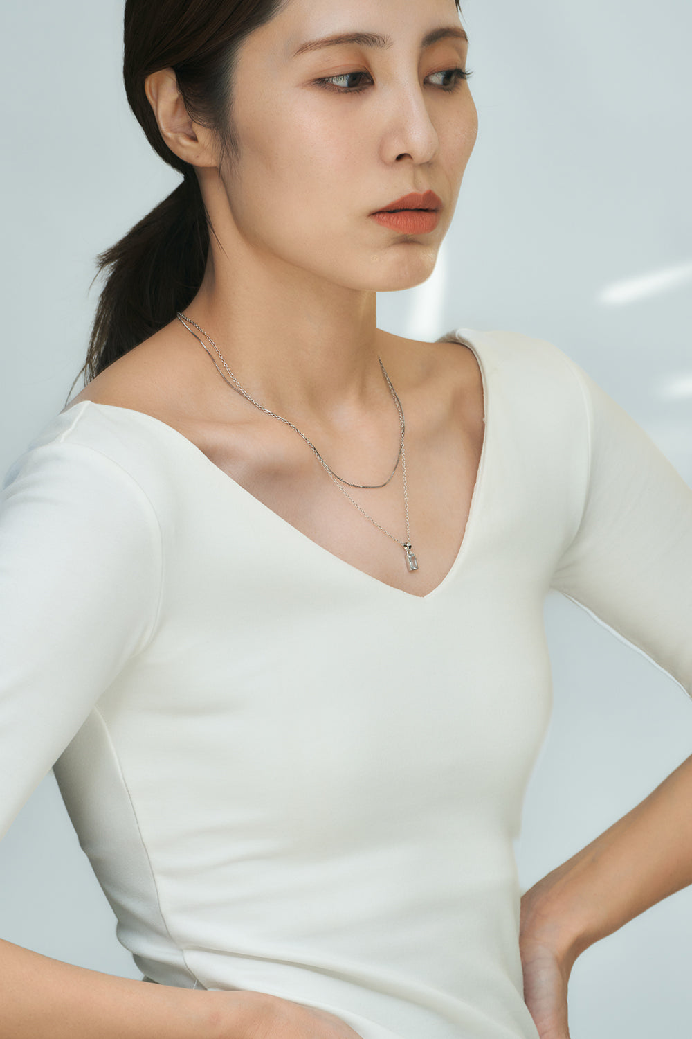 Layered chain CZ necklace