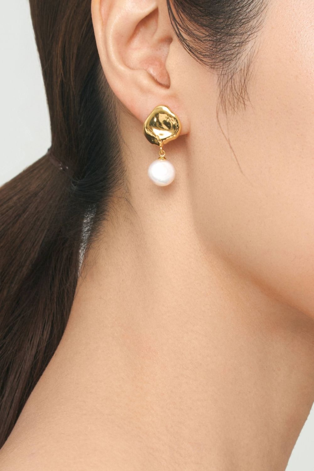 Metal & Coin Pearl Pierce