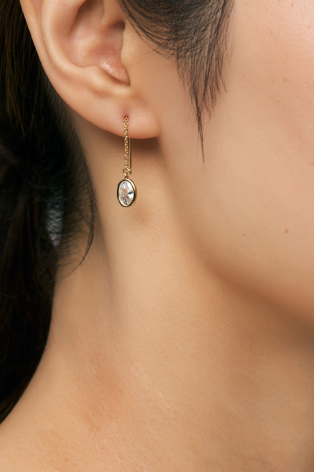 CHAIN PIERCE - OVAL CZ