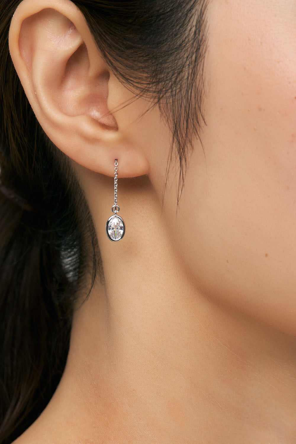 CHAIN PIERCE - OVAL CZ