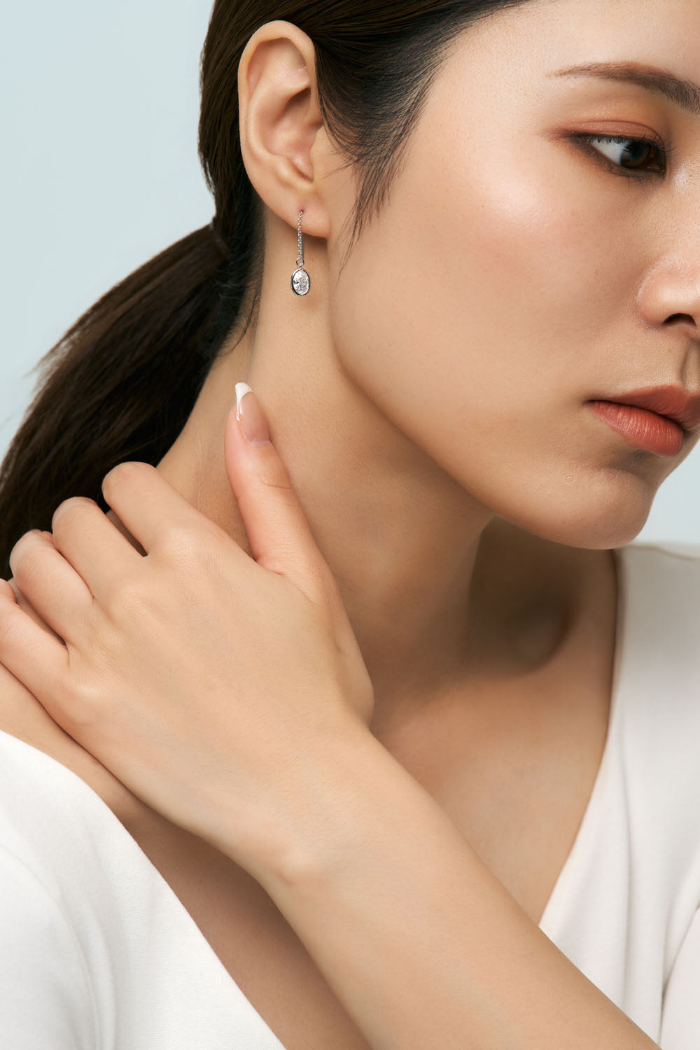 CHAIN PIERCE - OVAL CZ