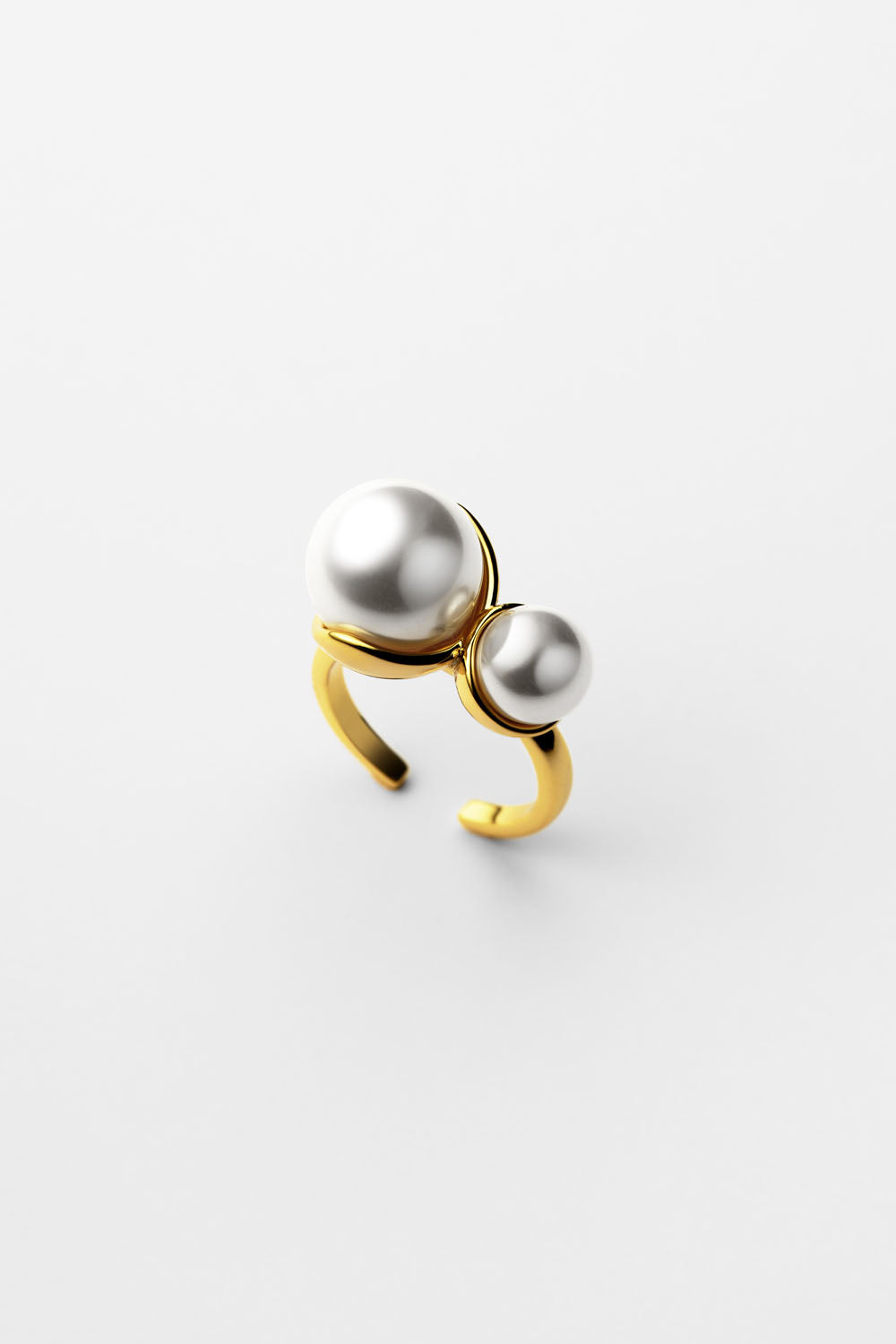 Double pearl free size ring