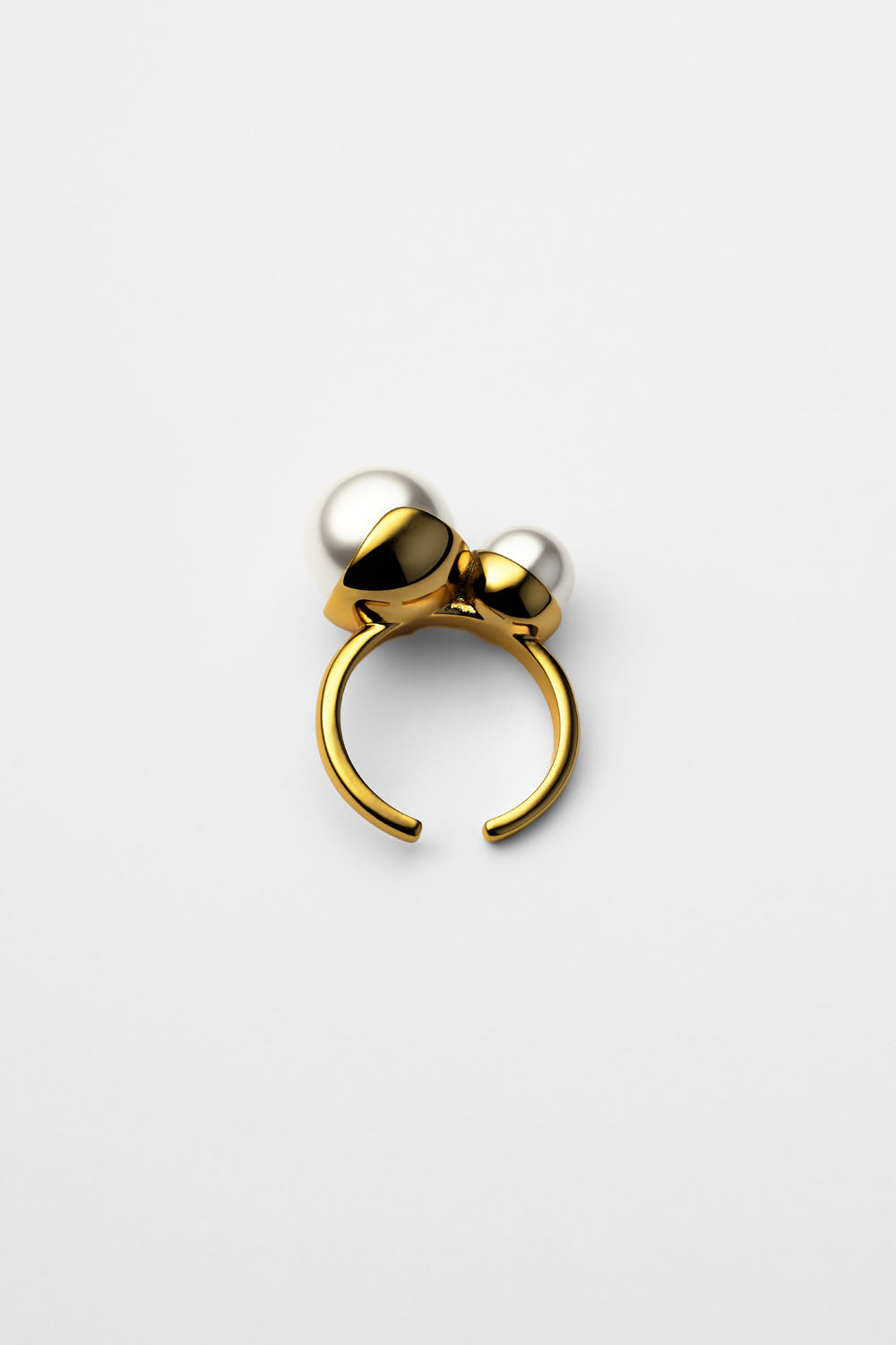 Double pearl free size ring