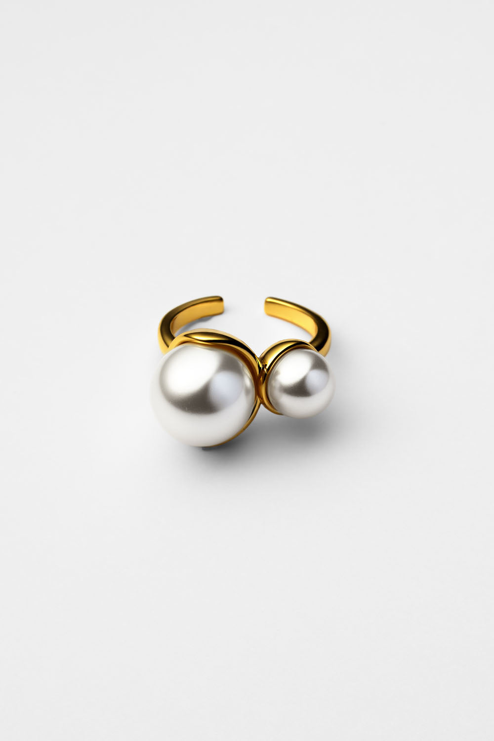 Double pearl free size ring