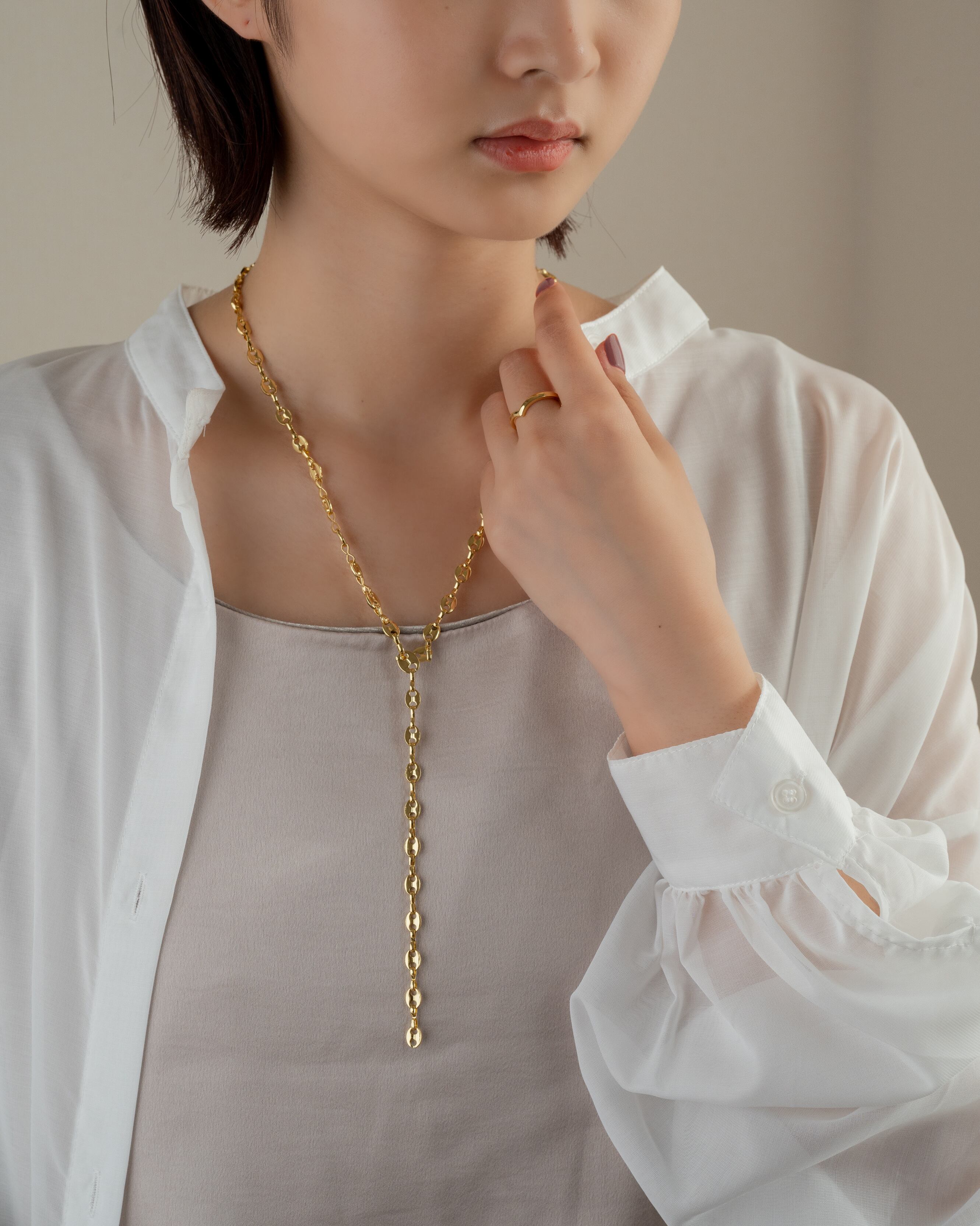 Skull chain Y necklace